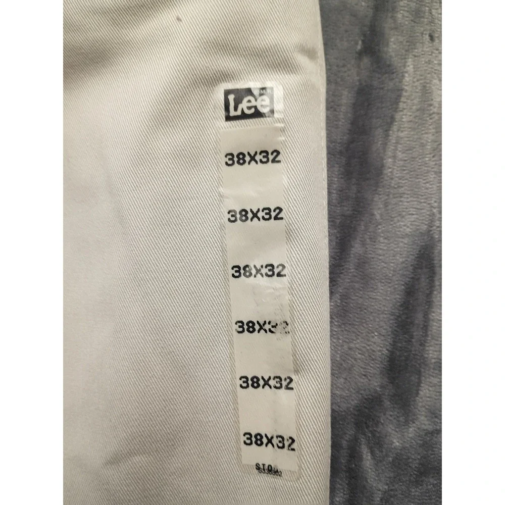 Lee‎ Mens Double Pleat Relaxed Fit Wrinkle Free Khaki Trousers 38x32